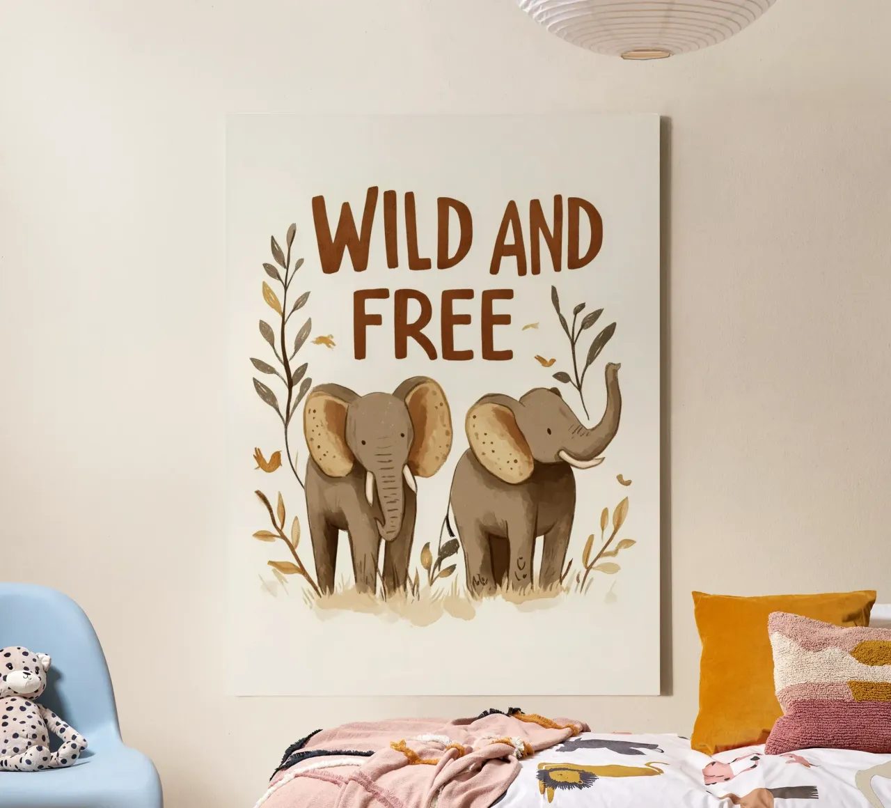 Wild And Free (Elephants) tela con Cornice a cassetta da treechild