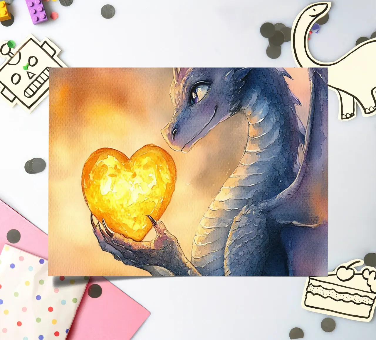 Drachenherz Stickerbogen von Théïa's Fantasia World