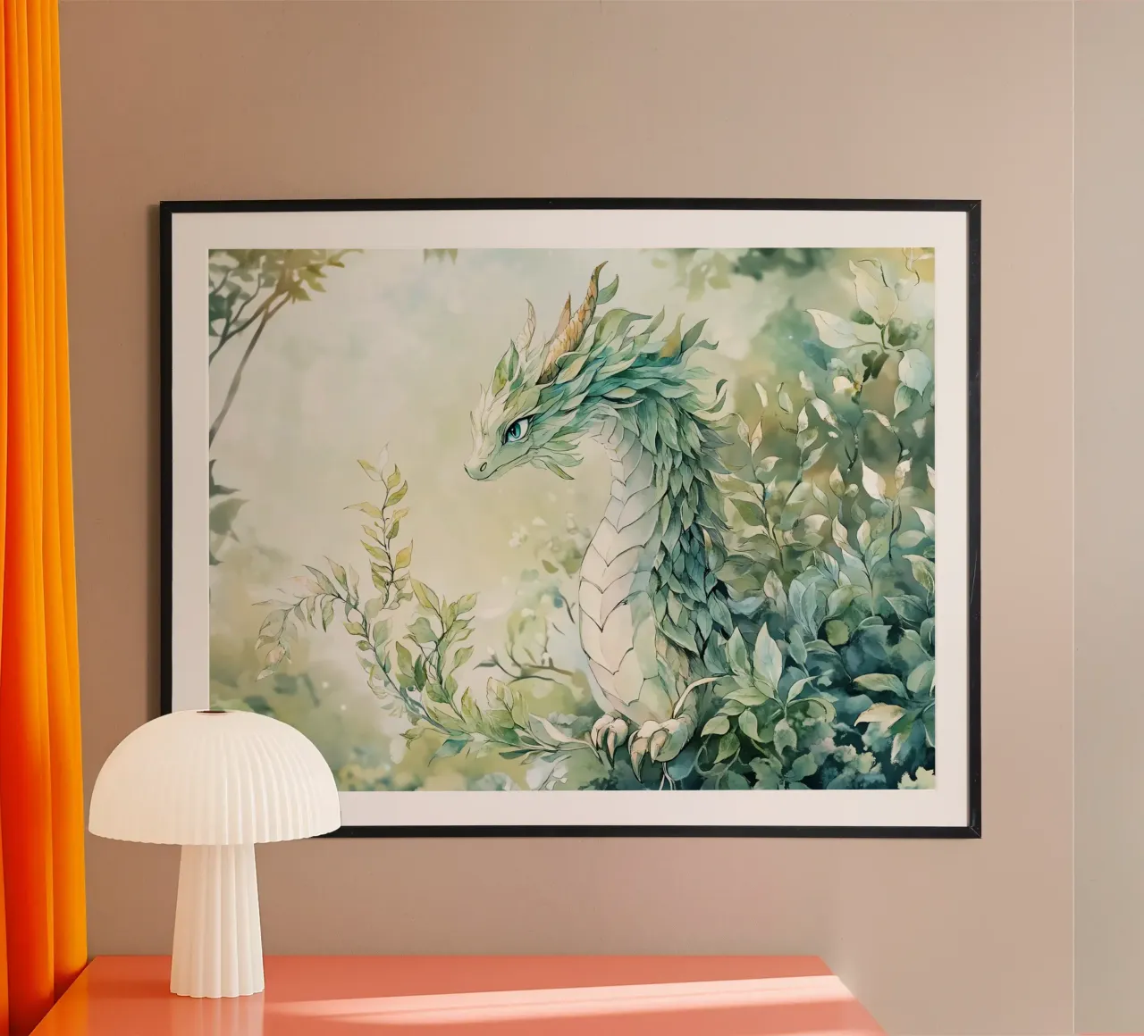 Smaragddrache: Hüter der Natur Poster mit Kunststoffrahmen von Théïa's Fantasia World