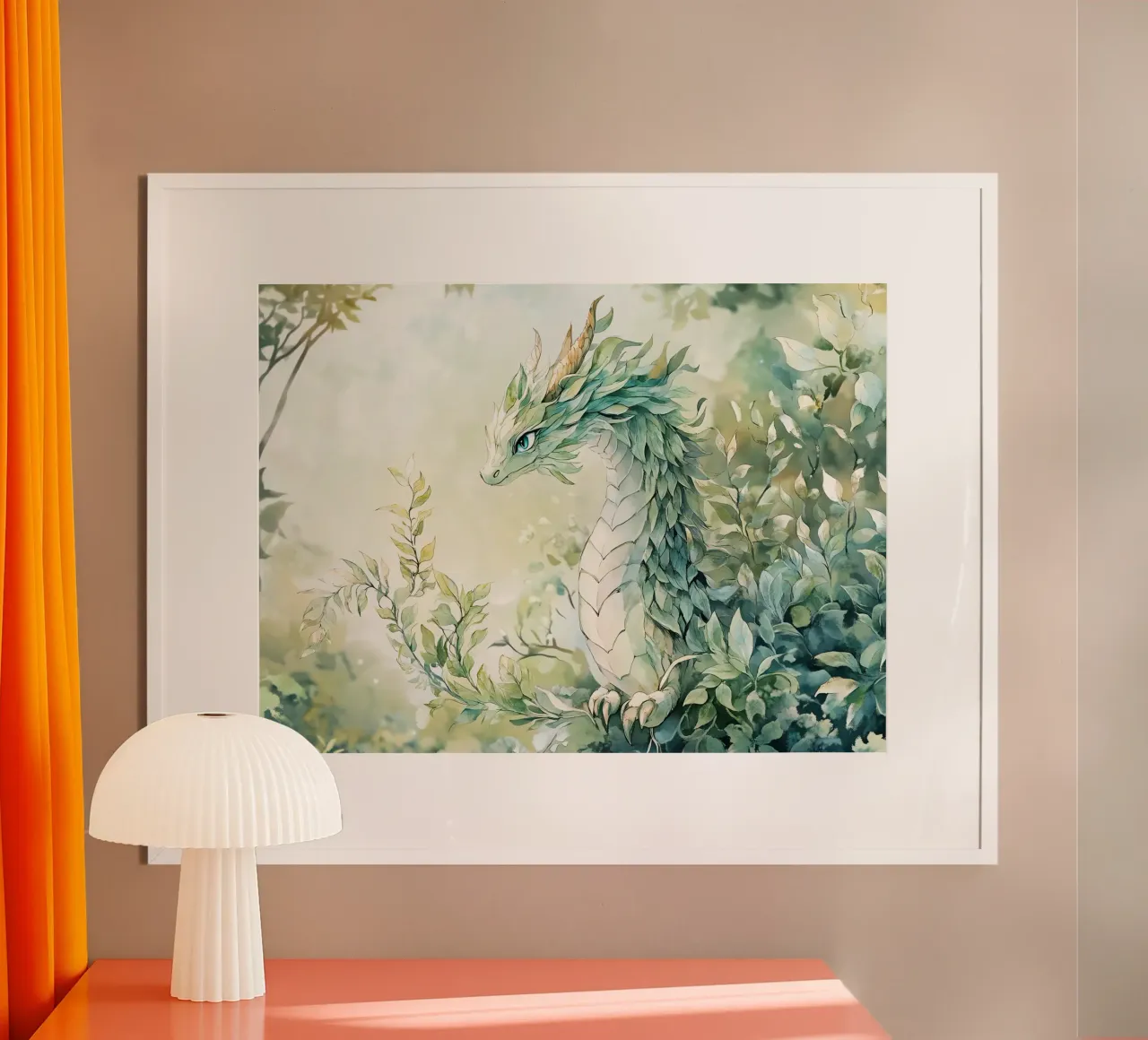 Smaragddrache: Hüter der Natur Poster mit Kunststoffrahmen von Théïa's Fantasia World