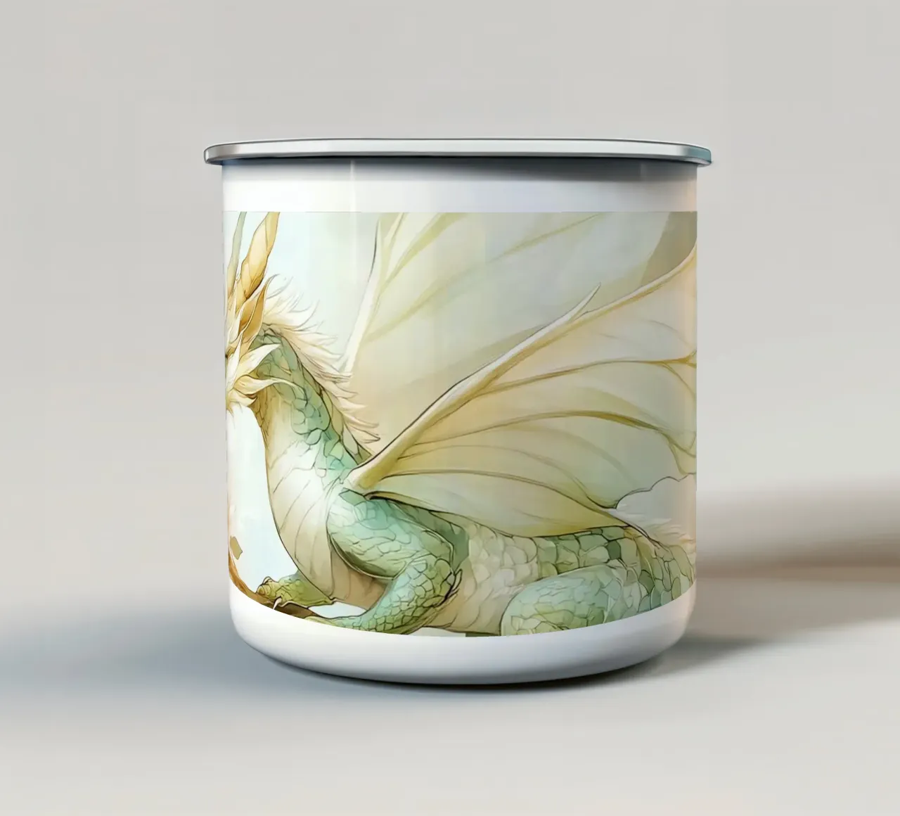 Drago di smeraldo: guardiano della natura tazza in smalto da Théïa's Fantasia World