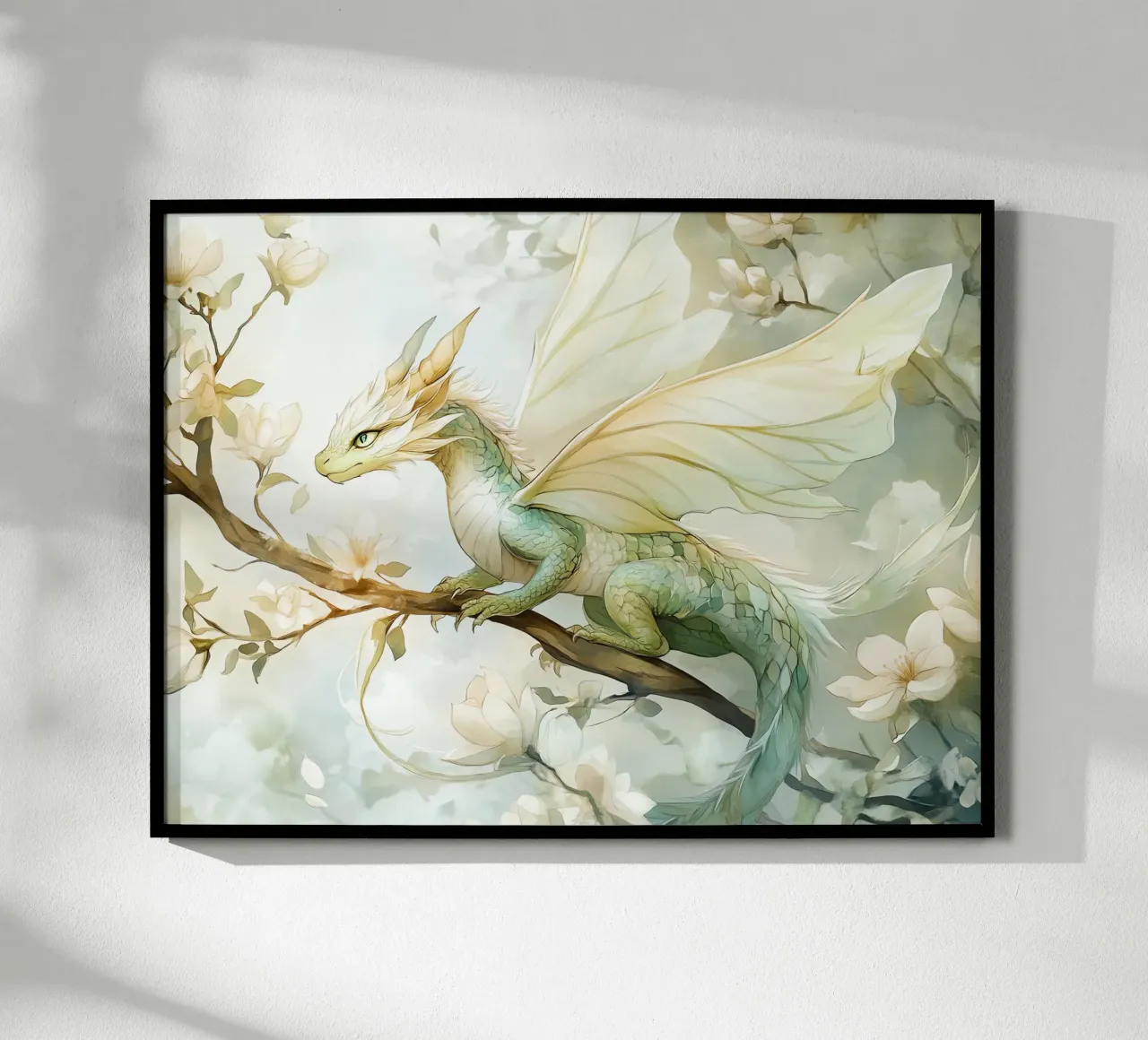 Smaragddrache: Hüter der Natur Poster mit Kunststoffrahmen von Théïa's Fantasia World