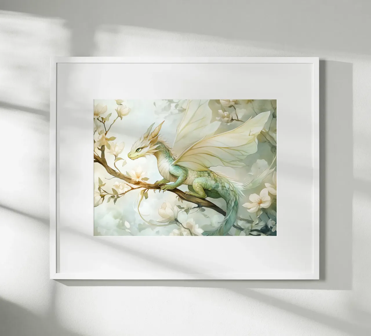 Smaragddrache: Hüter der Natur Poster mit Kunststoffrahmen von Théïa's Fantasia World