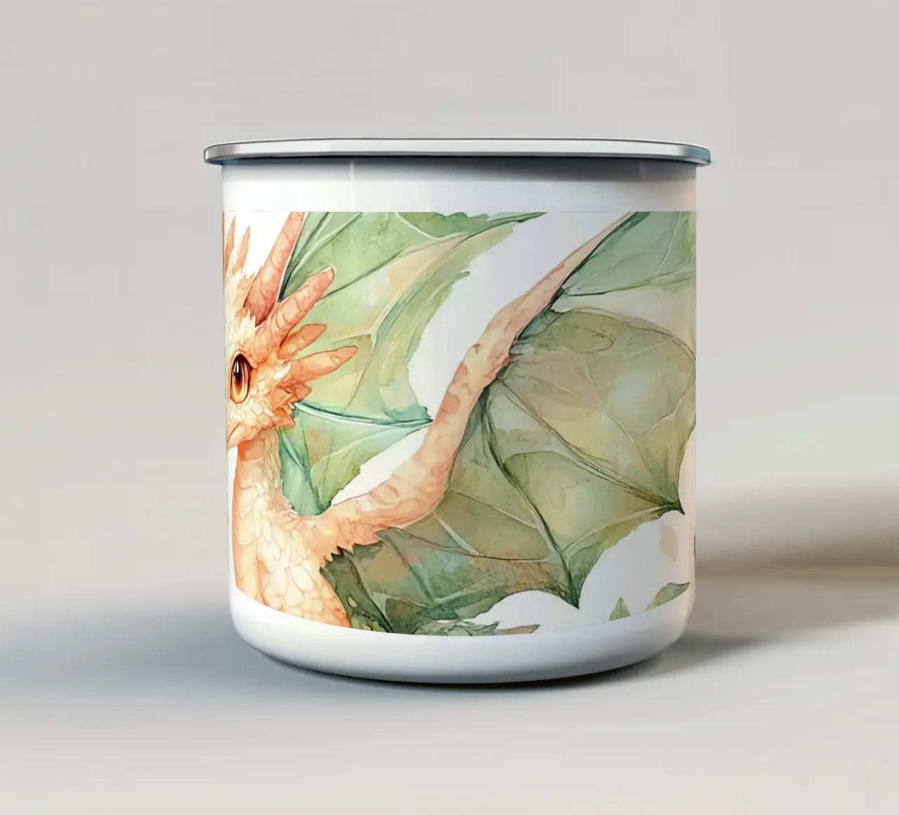 Drago dalle ali di smeraldo: guardiano della natura tazza in smalto da Théïa's Fantasia World