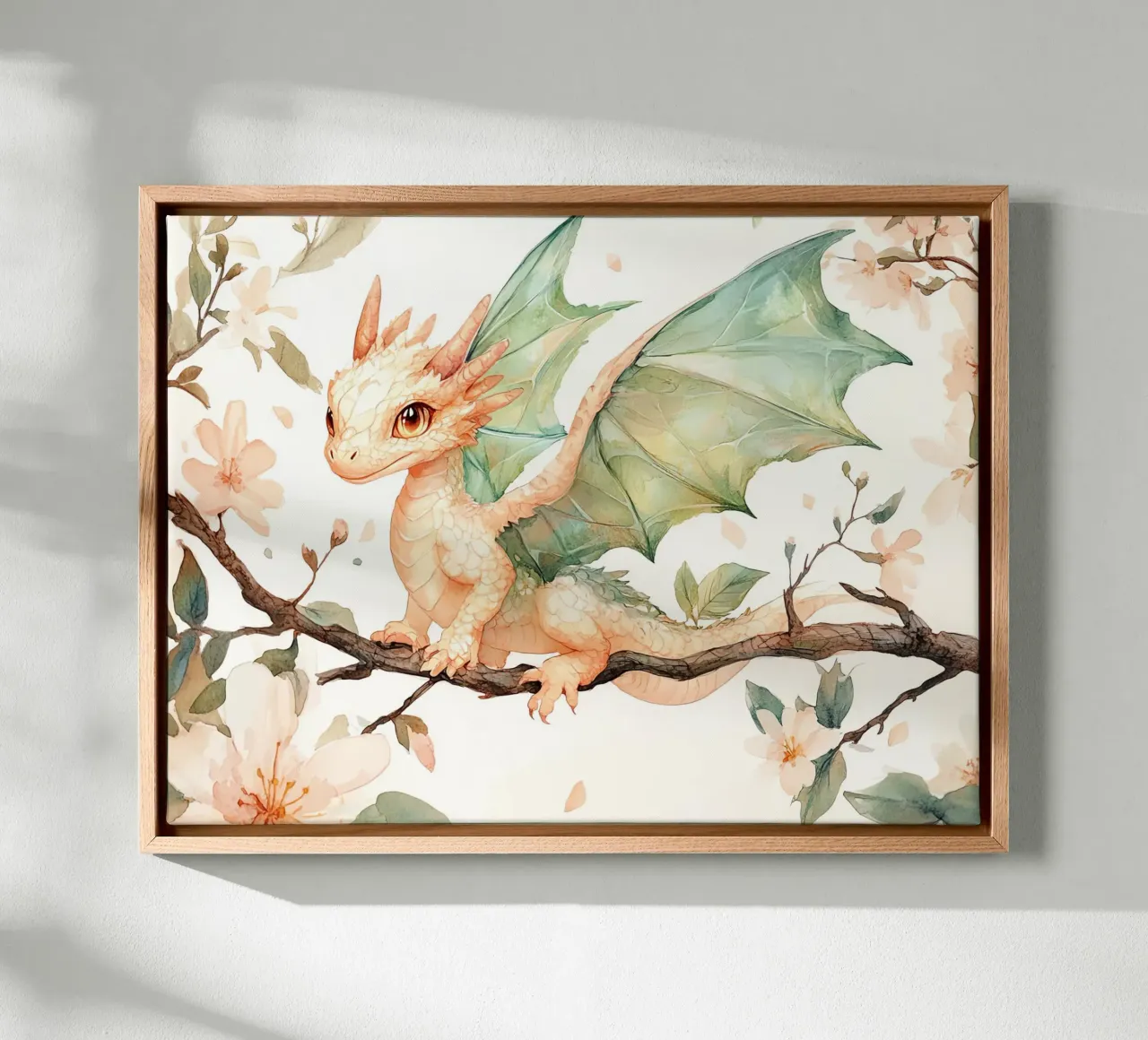 Smaragd gevleugelde draak: Beschermer van de natuur canvas met Baklijst van Théïa's Fantasia World