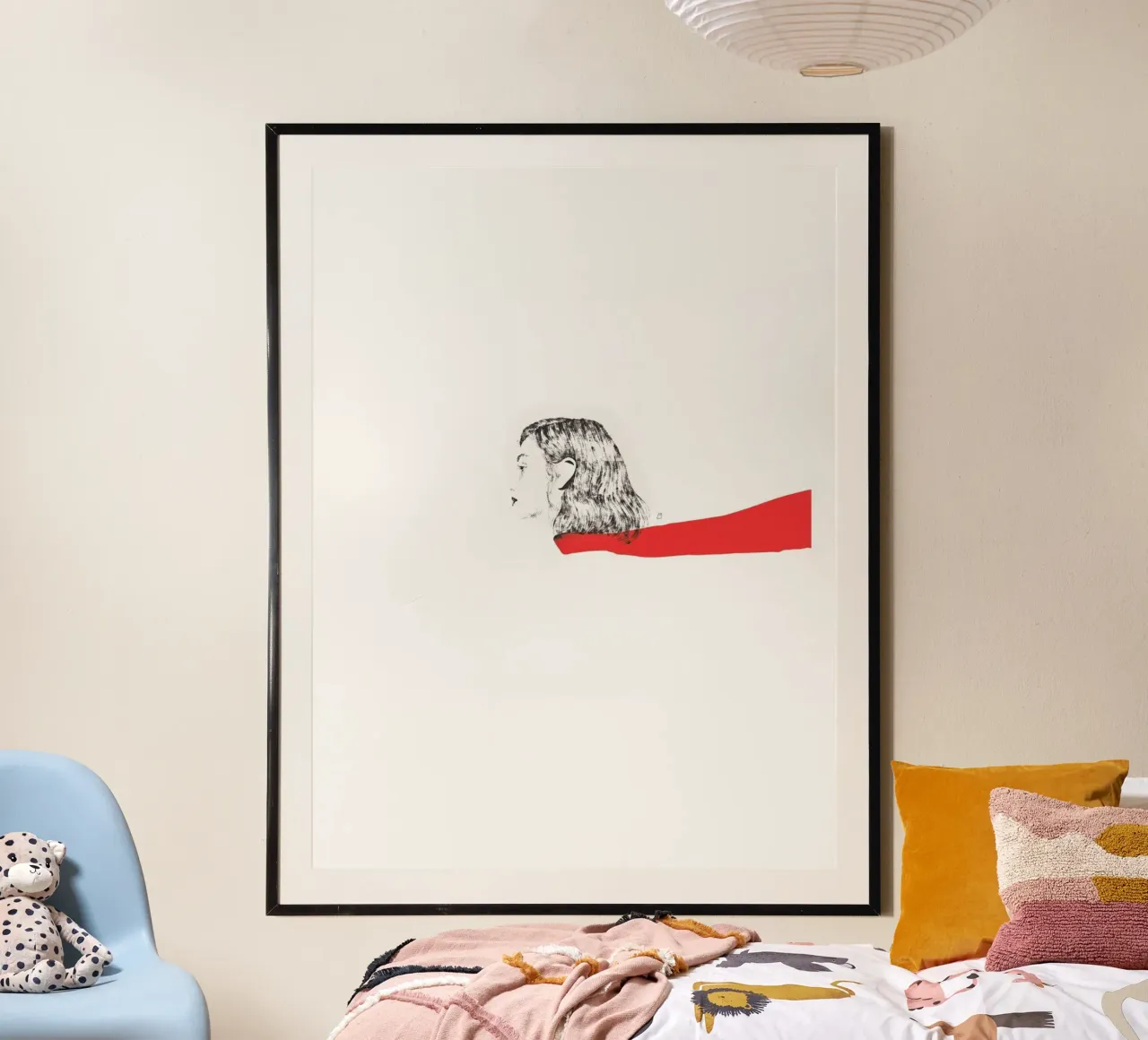 Untitled (Red Scarf) poster con telaio in alluminio da Manuel Rebollo