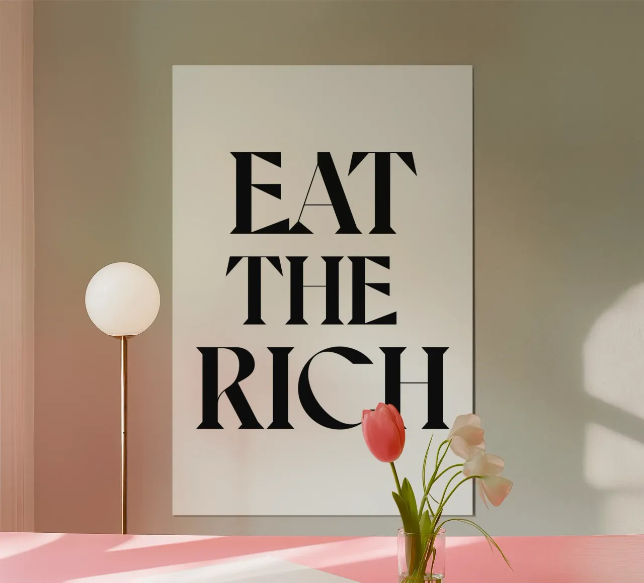 MANGIARE I RICCHI poster con telaio in legno da n.4