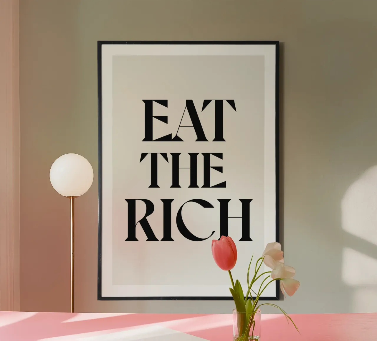 MANGIARE I RICCHI poster con telaio in legno da n.4