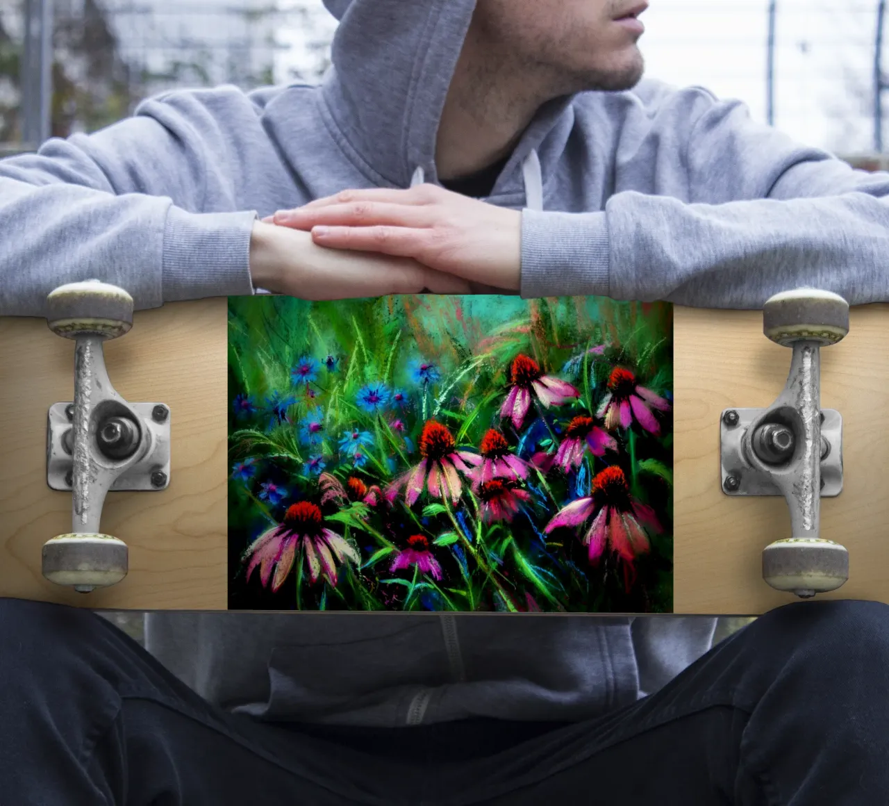 Dark Hand Painted Moody Flower Meadow sticker by Flower Garden - Uta Naumann