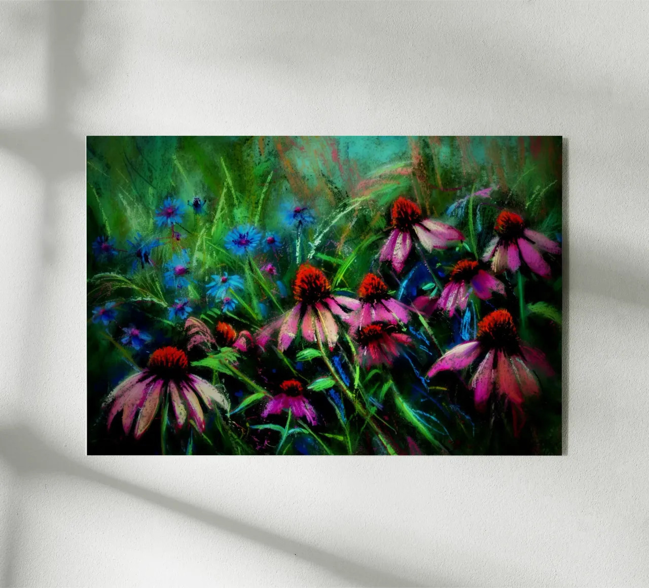 Dark Hand Painted Moody Flower Meadow acrylic glass by Flower Garden - Uta Naumann