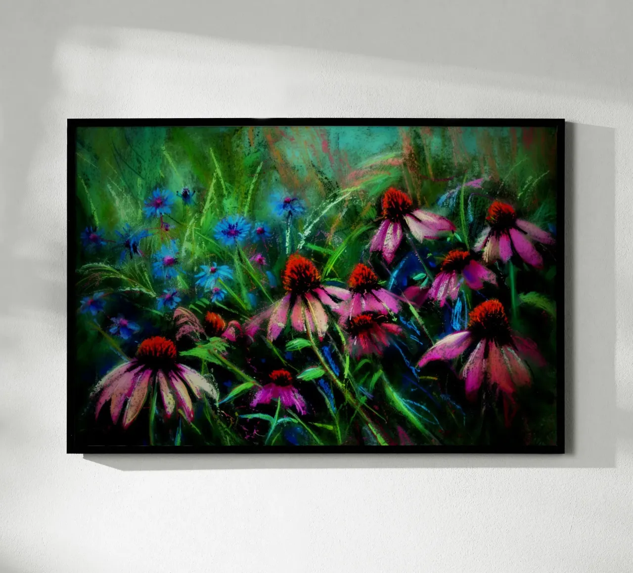 Prato scuro dipinto a mano con fiori lunatici carta hahnemühle da Flower Garden - Uta Naumann