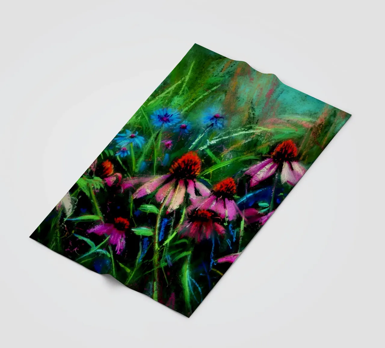 Dark Hand Painted Moody Flower Meadow fleece blanket by Flower Garden - Uta Naumann