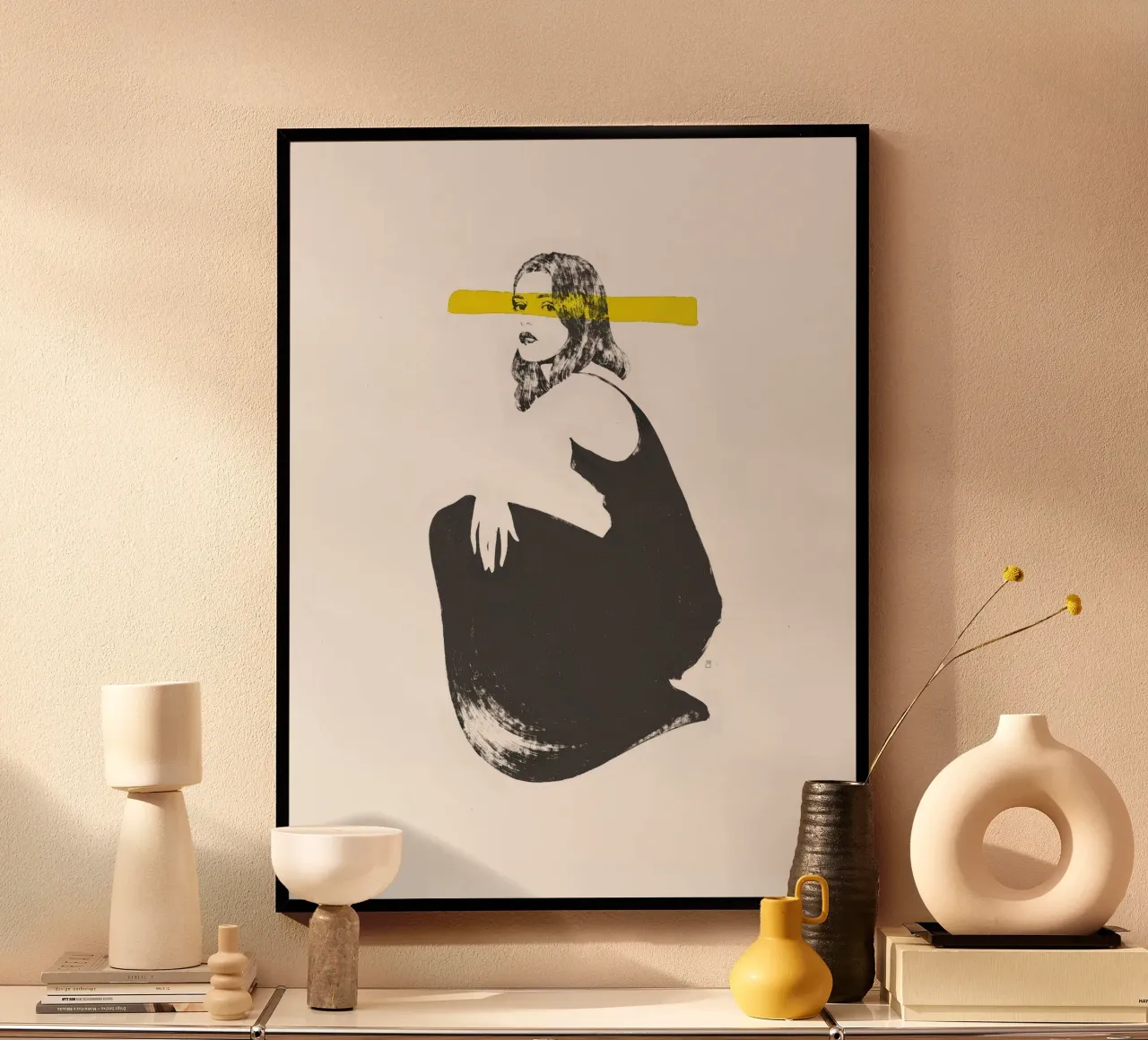 Untitled (Female Figure VI) poster with wooden frame by Manuel Rebollo