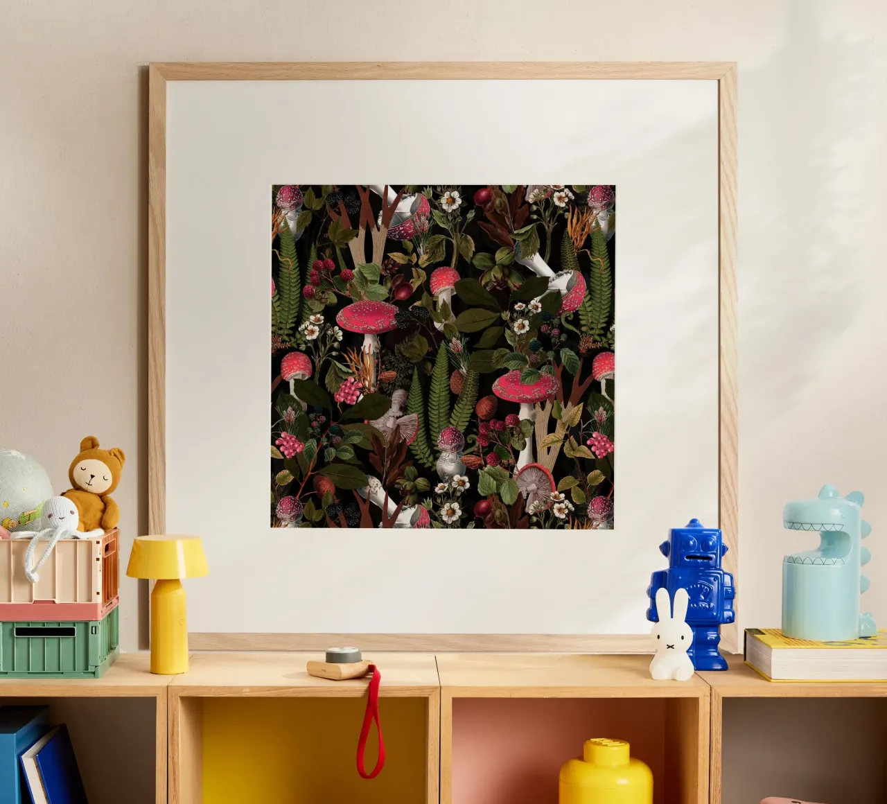 Vintage Fungo mistico scuro Foresta di mezzanotte poster con telaio in alluminio da Flower Garden - Uta Naumann