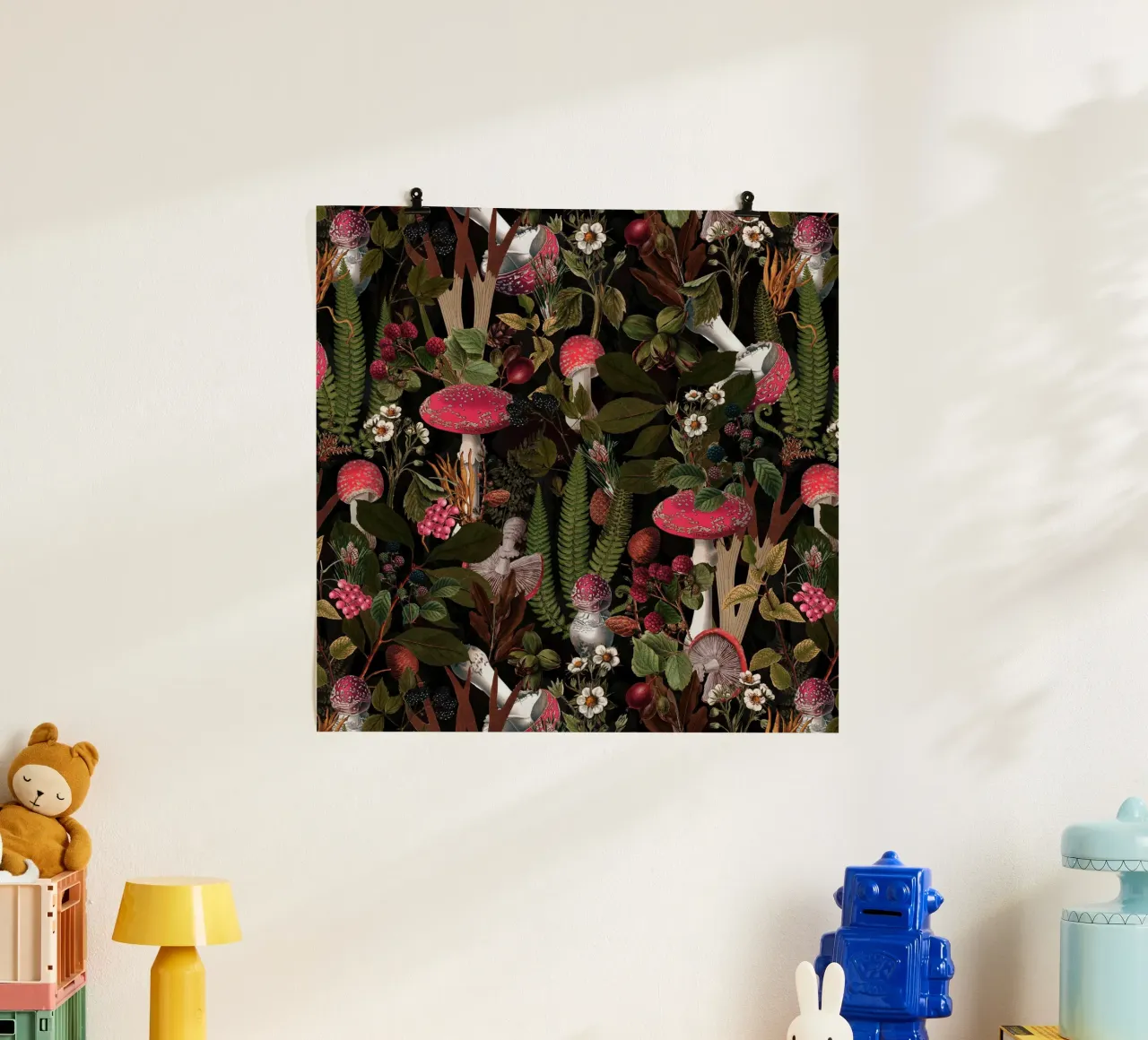 Vintage Fungo mistico scuro Foresta di mezzanotte poster con telaio in alluminio da Flower Garden - Uta Naumann