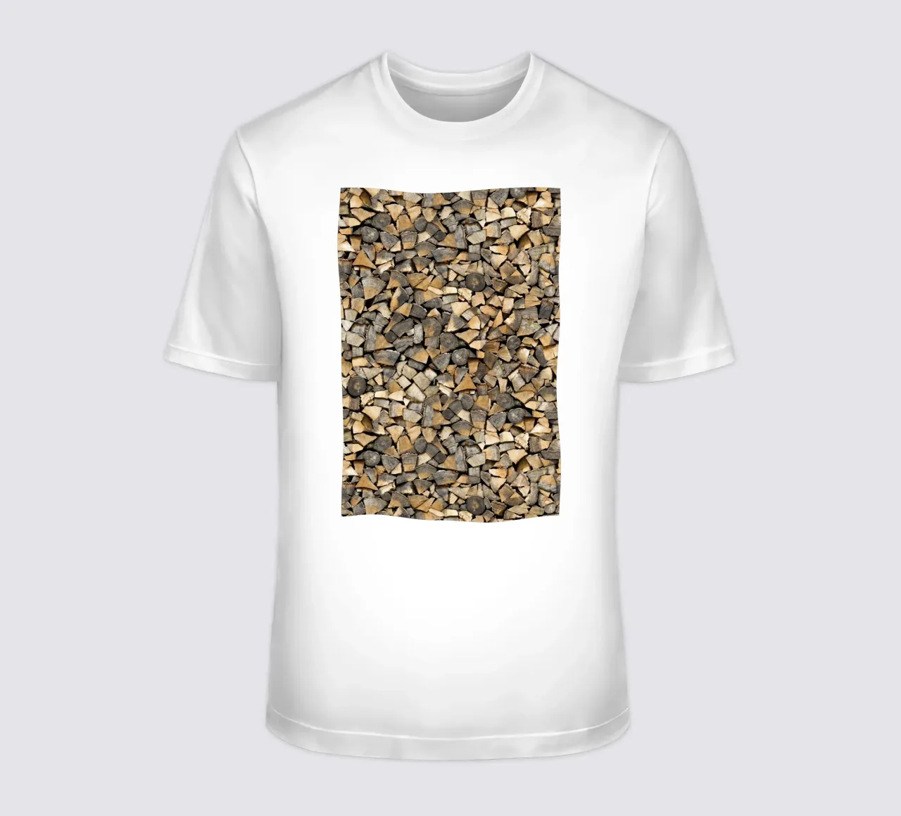 Rustic Warmth: Stacked Firewood t-shirt da Curious Collections by Marielle Leenders