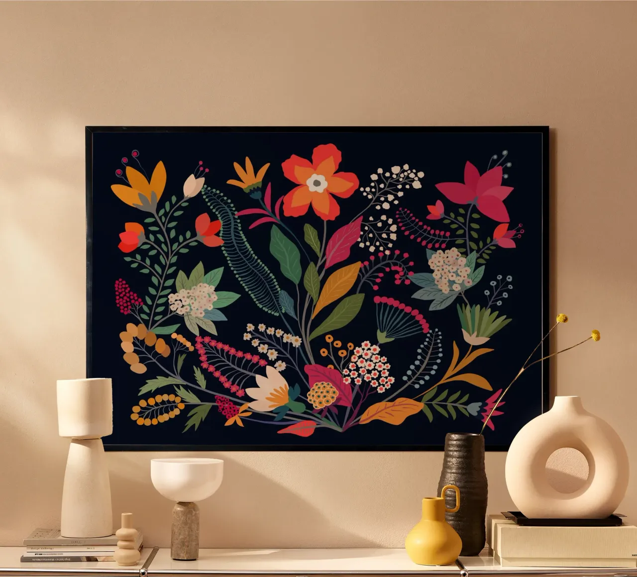 Gatti e puntini - Floreale messicano poster da The Artcircle