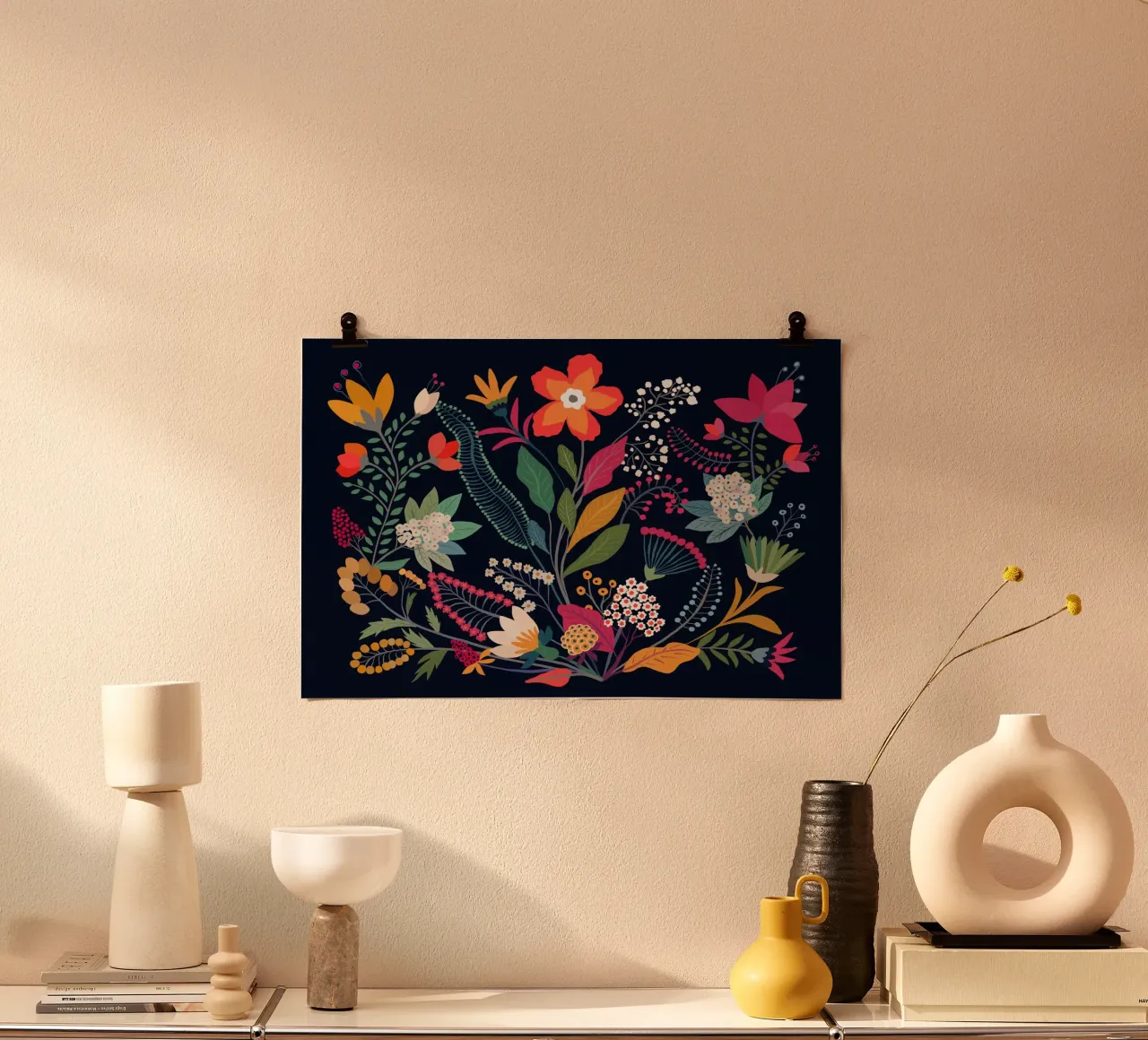 Gatti e puntini - Floreale messicano poster da The Artcircle