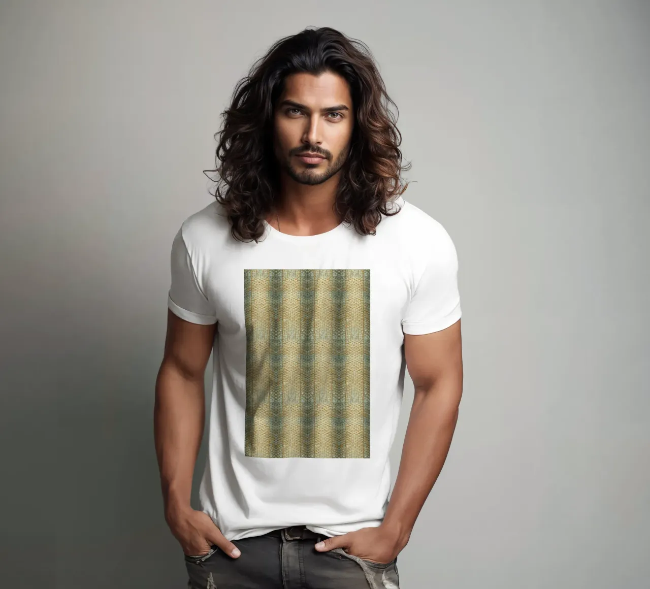 Aquatic Elegance: Fish Skin Pattern t-shirt da Curious Collections by Marielle Leenders