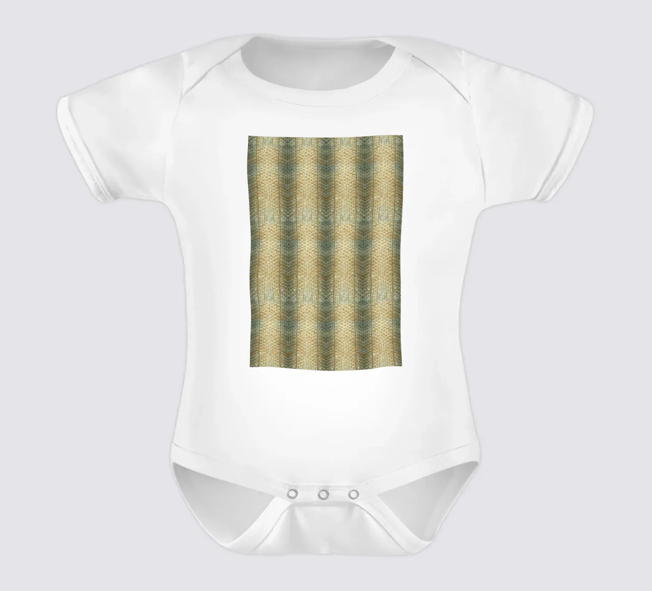 Aquatic Elegance: Fish Skin Pattern body neonato maniche corte da Curious Collections by Marielle Leenders
