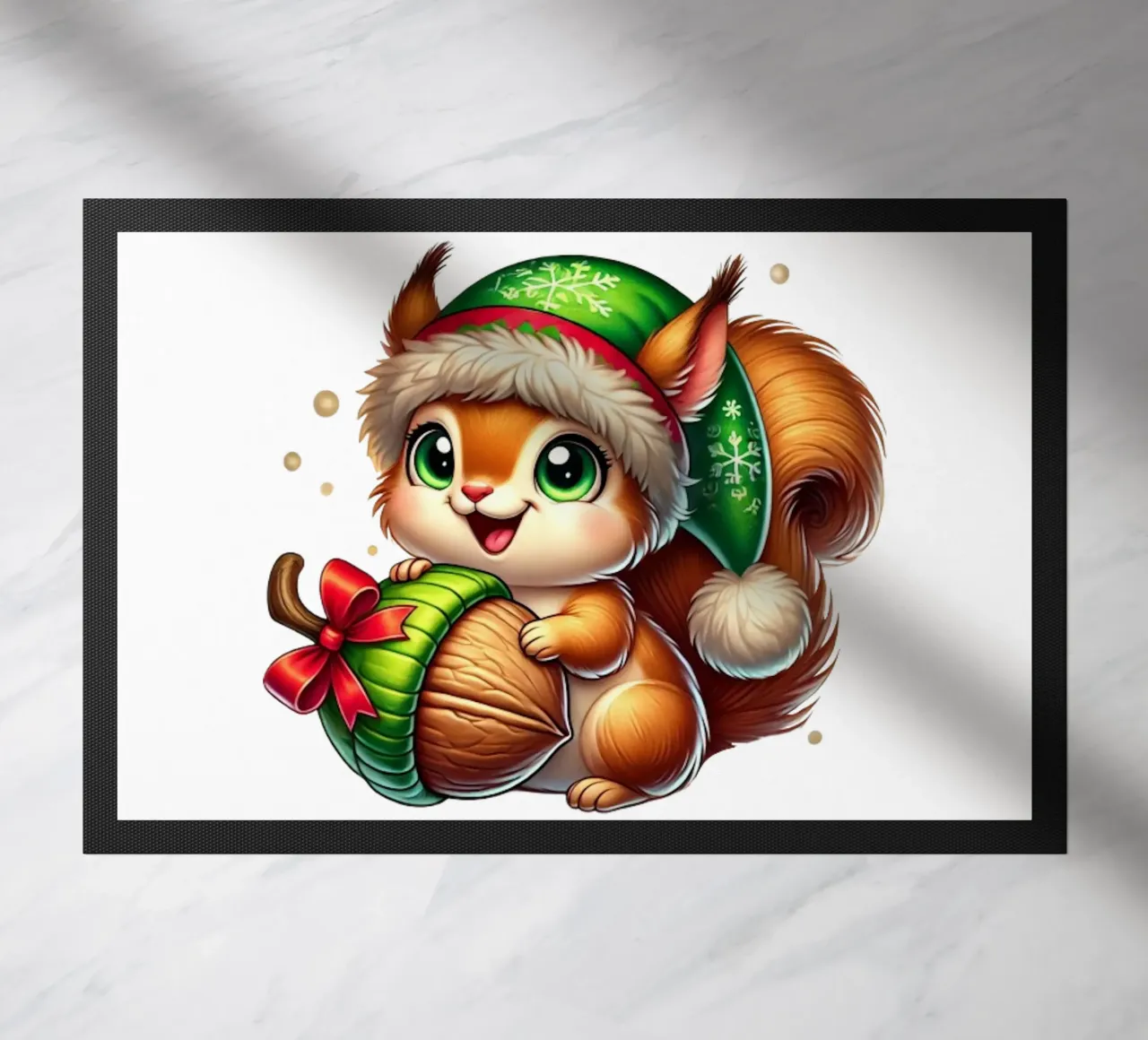 Christmas Squirrel doormat by FluffyToons