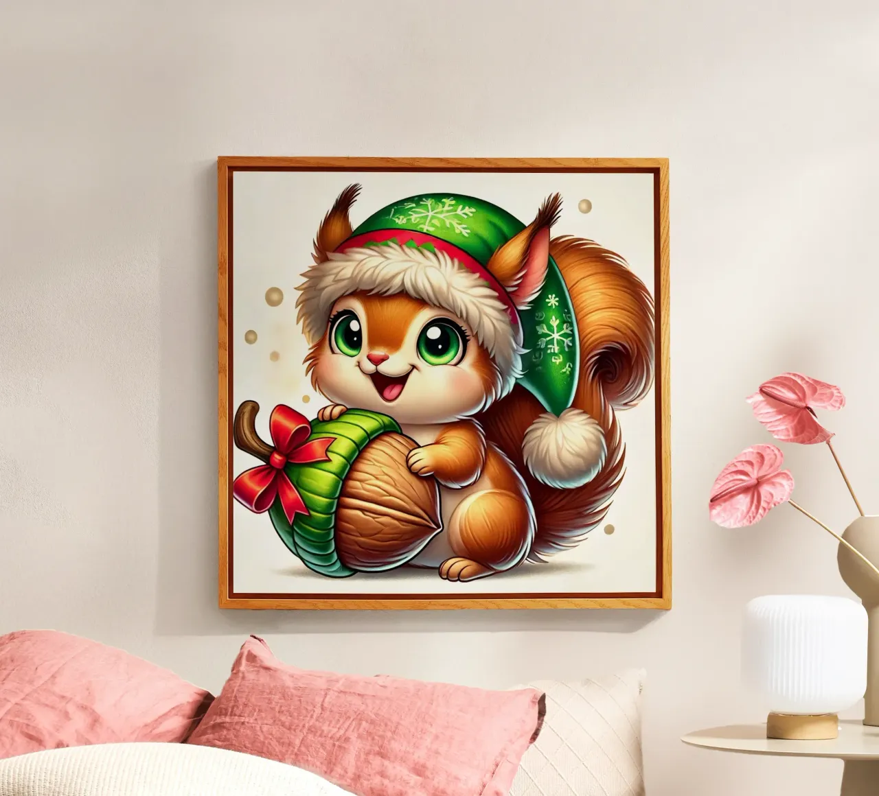 Christmas Squirrel acrylic glass by FluffyToons