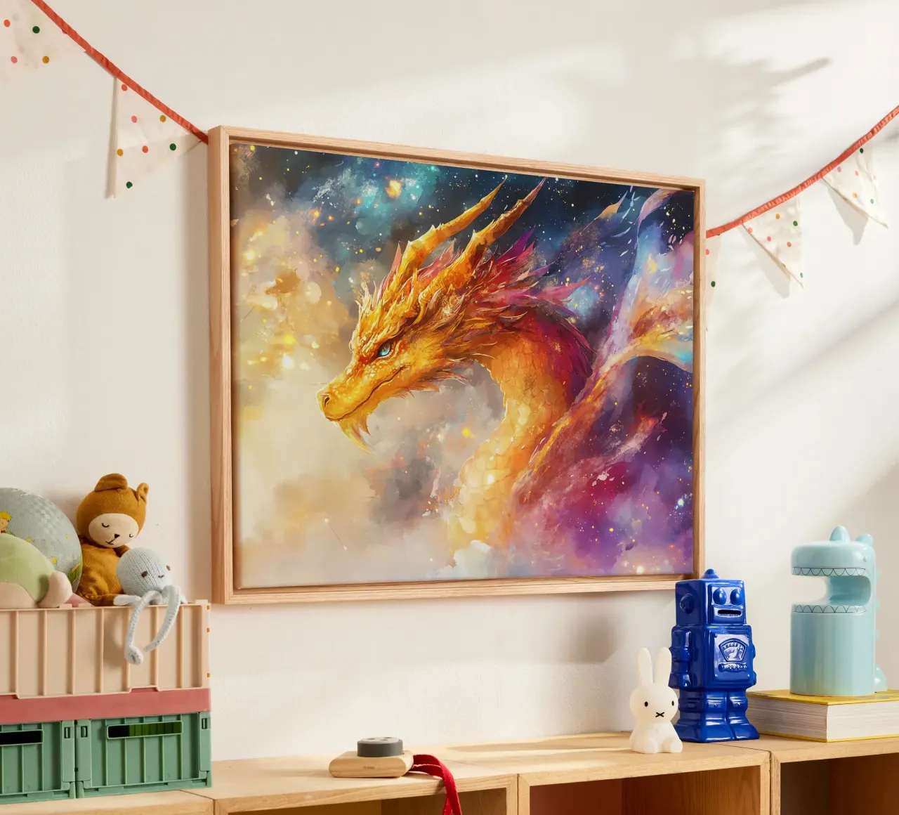 Drago cosmico: guardiano delle stelle tela con Cornice a cassetta da Théïa's Fantasia World