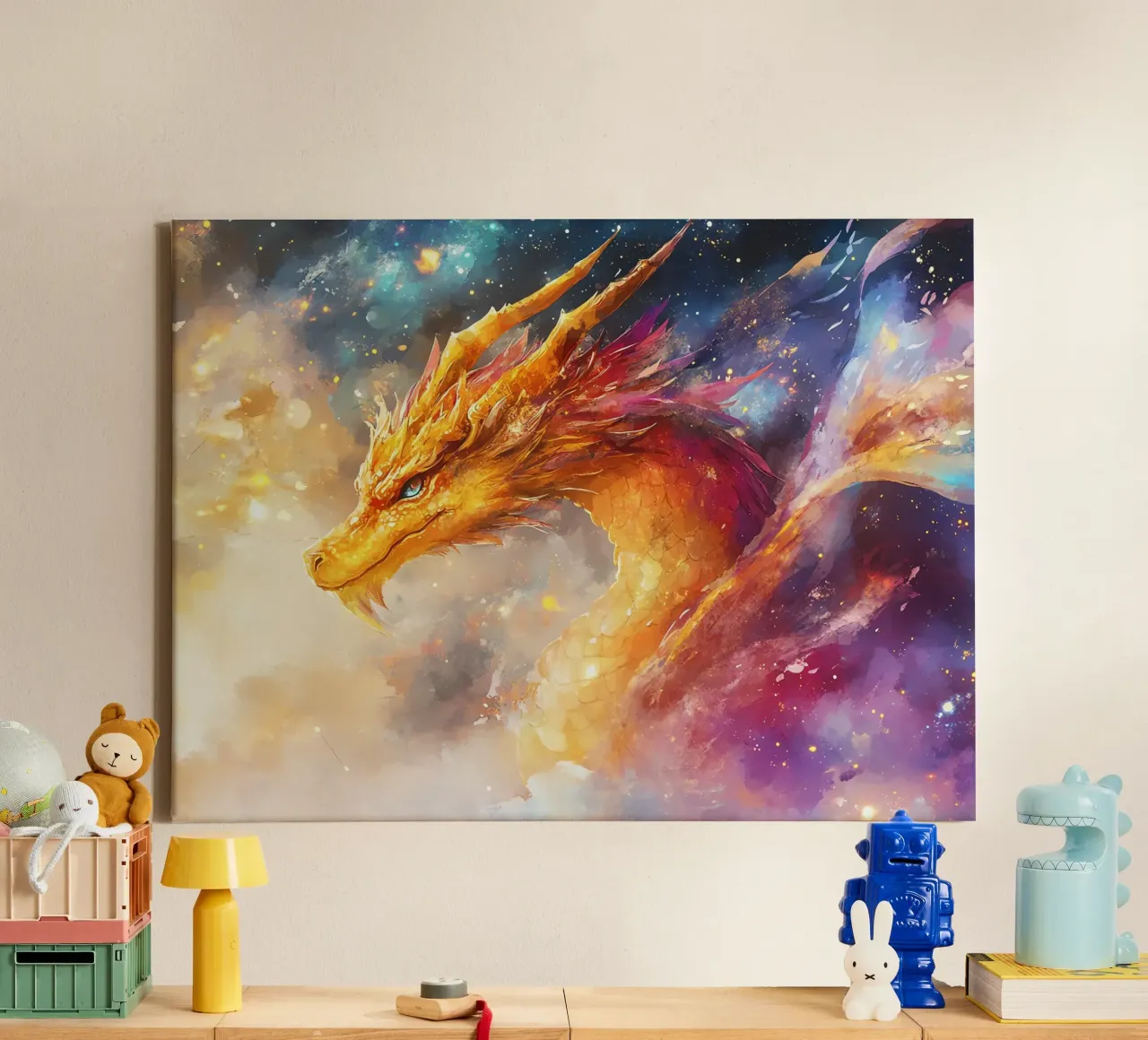 Drago cosmico: guardiano delle stelle tela con Cornice a cassetta da Théïa's Fantasia World