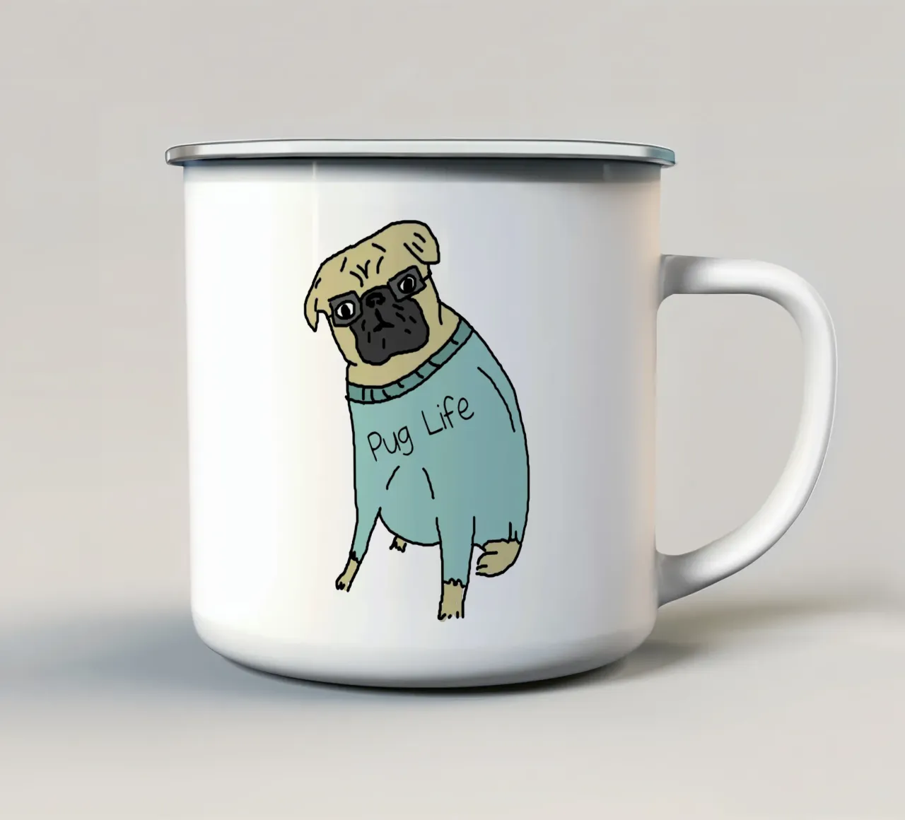 Pug Life Doodle tazza in smalto da IndigoBird