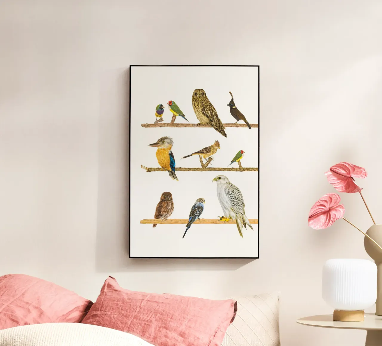 Branching Beauty: Birds on Branches acrylic glass by Curious Collections by Marielle Leenders