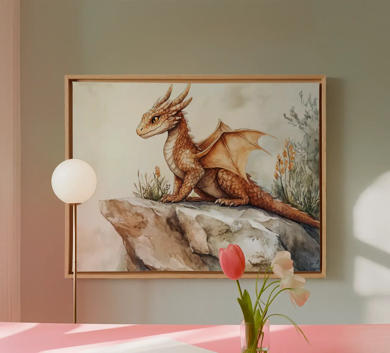 Die Seele des Drachen Leinwand mit Schattenfugenrahmen von Théïa's Fantasia World
