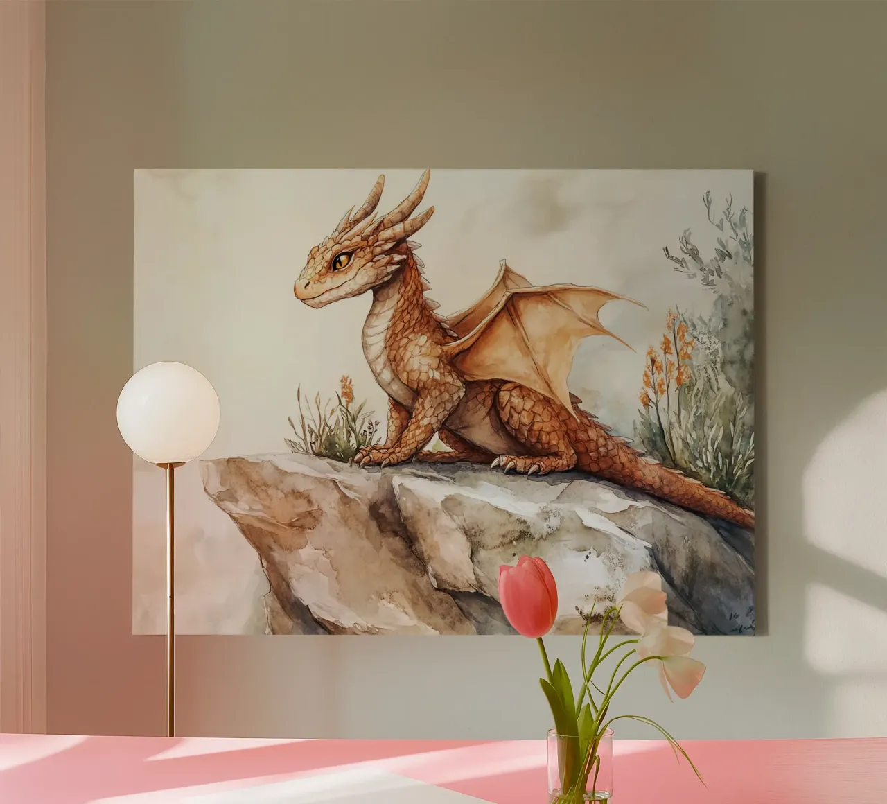 Die Seele des Drachen Leinwand mit Schattenfugenrahmen von Théïa's Fantasia World
