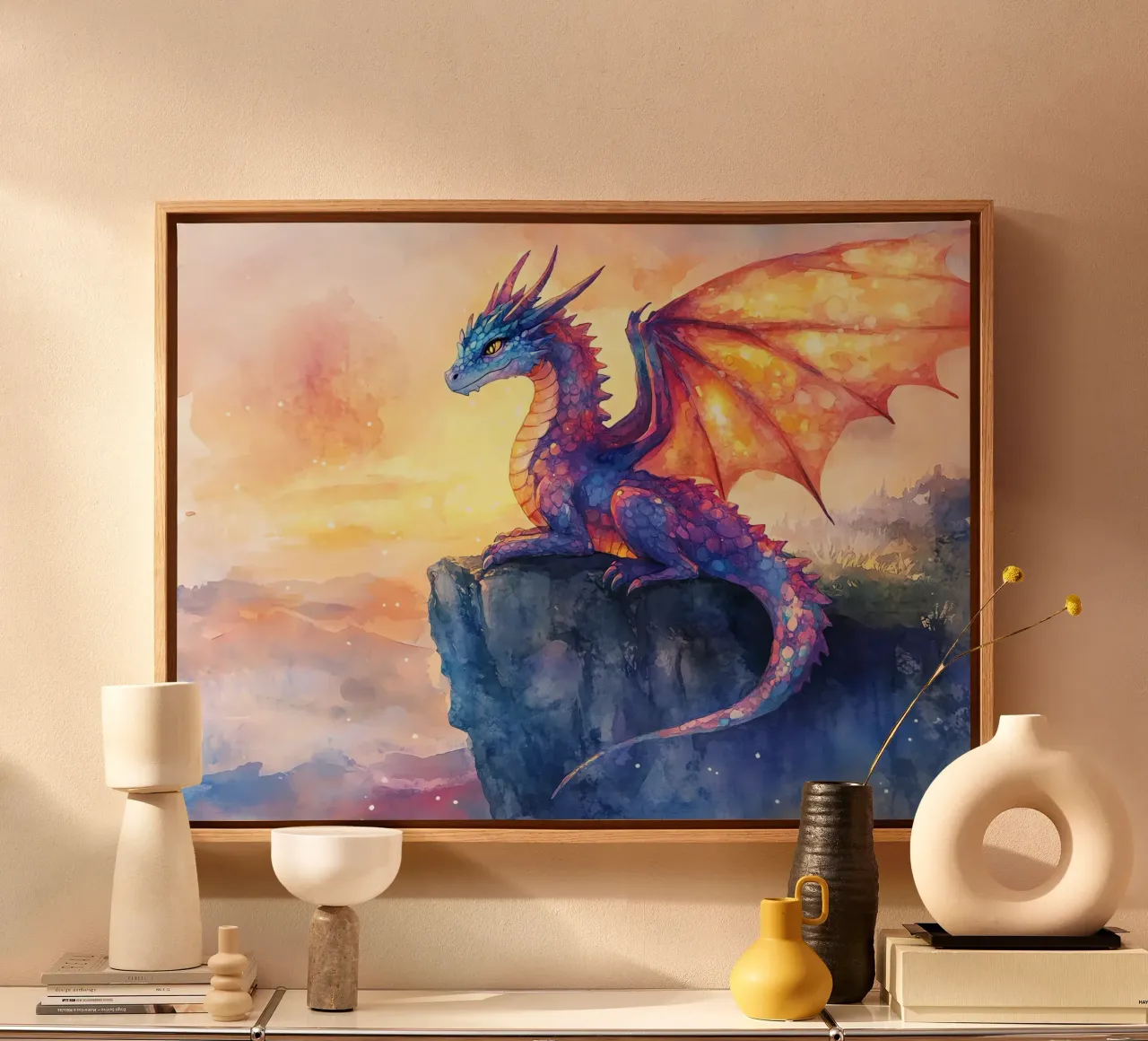 L'anima del drago tela con Cornice a cassetta da Théïa's Fantasia World