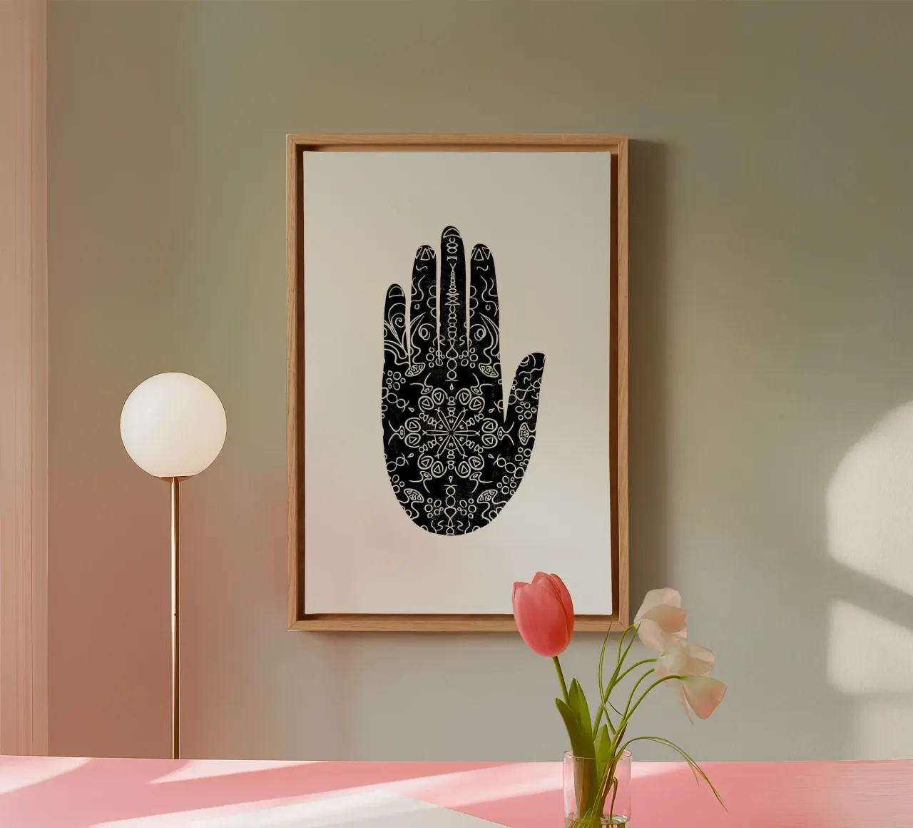 Katten & Dotz - Hamsa Hand canvas met Baklijst van The Artcircle