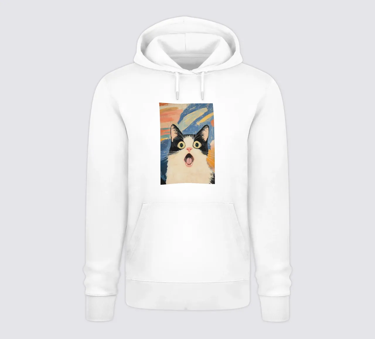 Gatto sorpreso felpa con cappuccio da Melloi Art Print