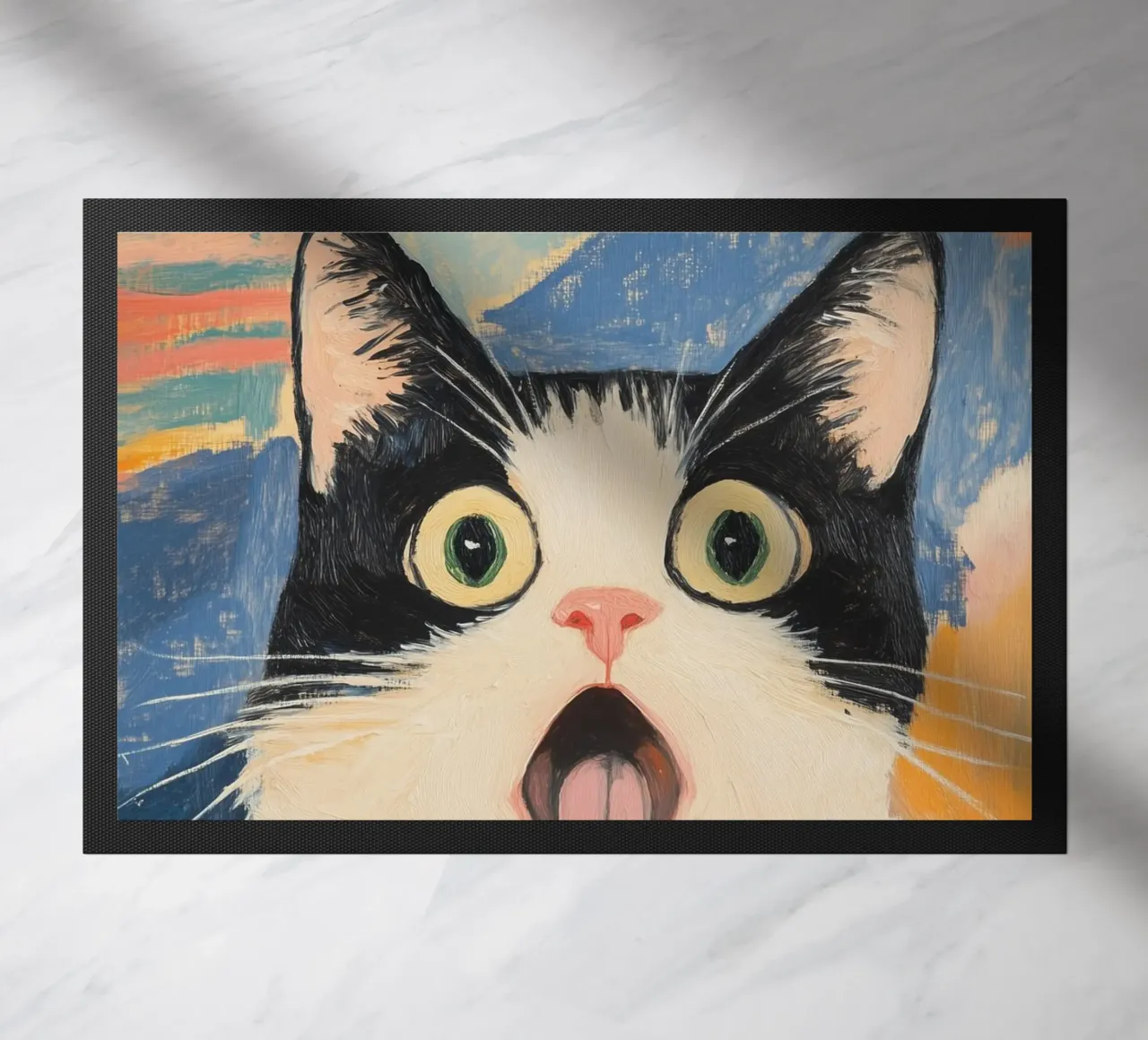 Surprised Cat doormat by Melloi Art Print