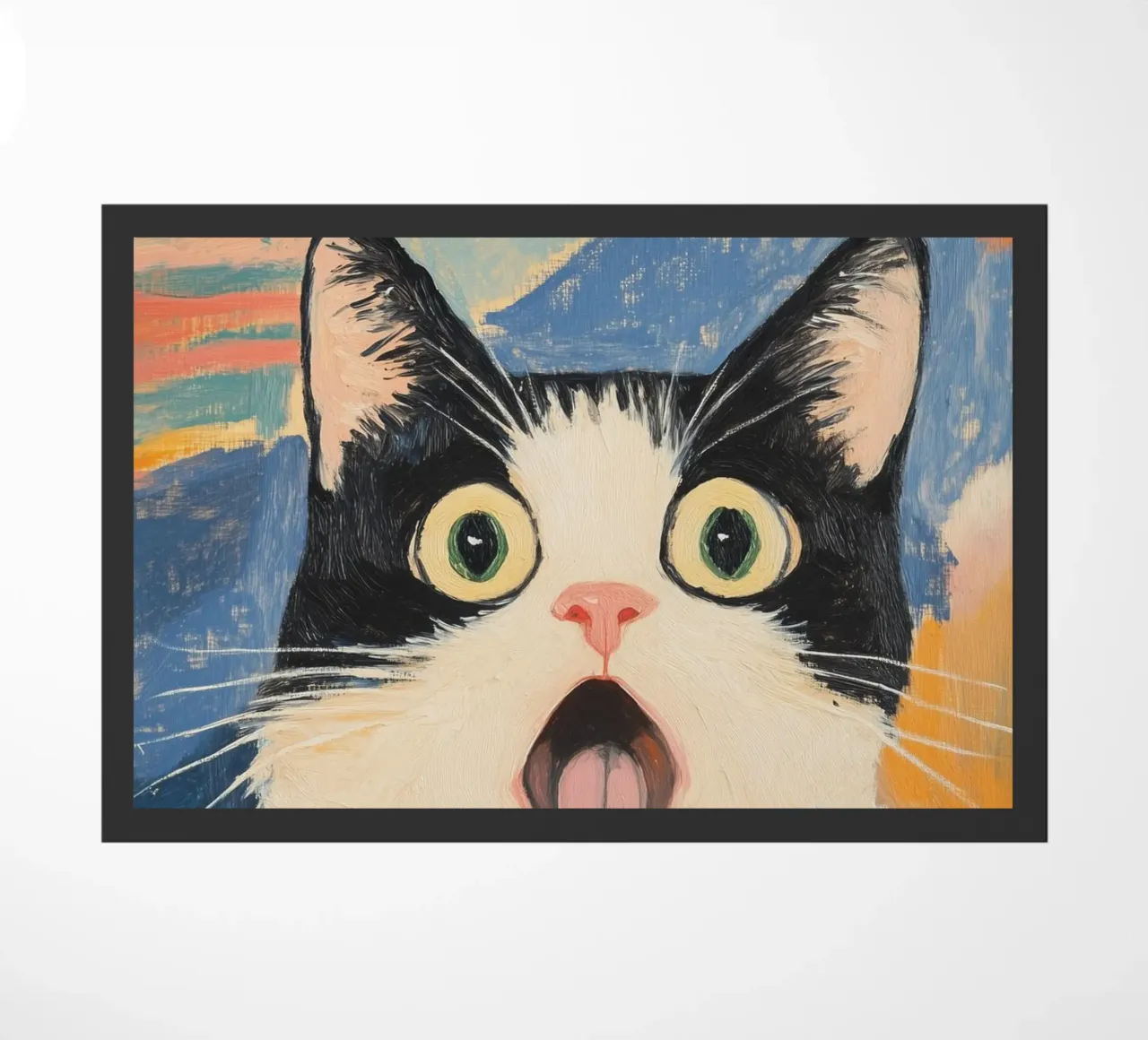 Surprised Cat doormat by Melloi Art Print