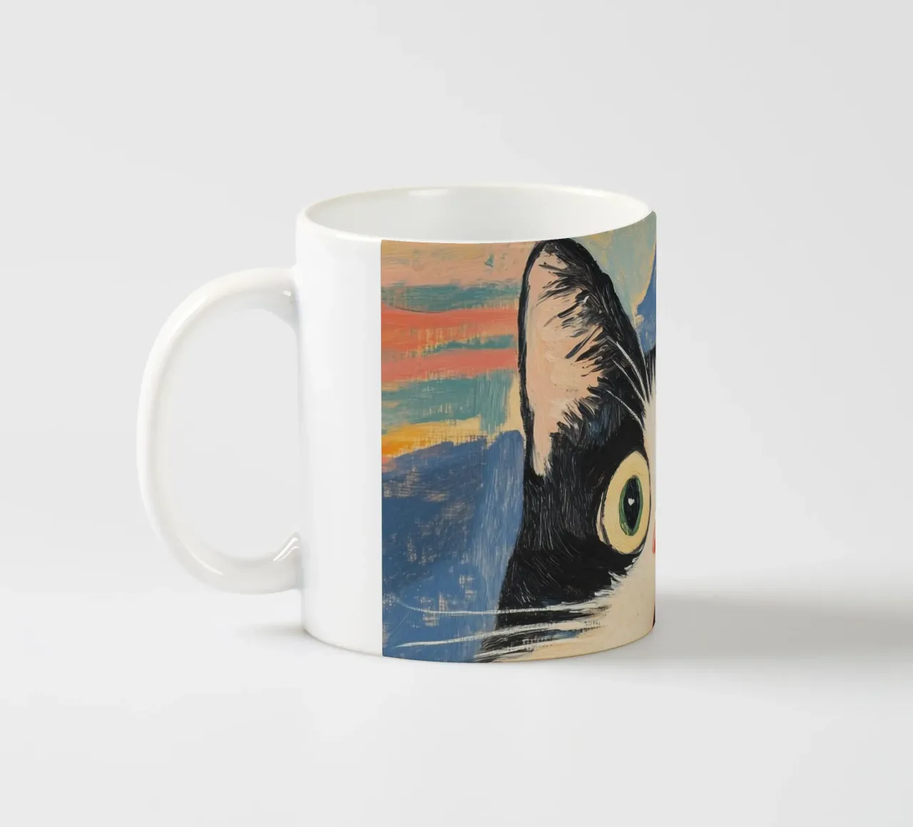 Gatto sorpreso tazza in ceramica da Melloi Art Print