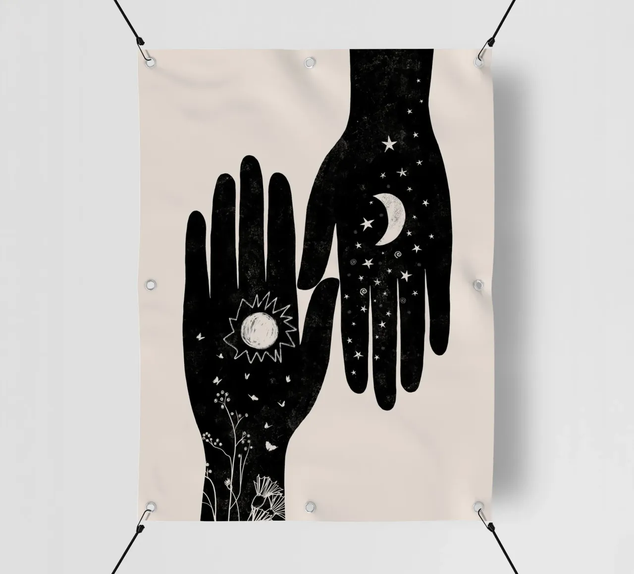 Cats & Dotz - Coppia Hamsa Nero telo in pvc da The Artcircle