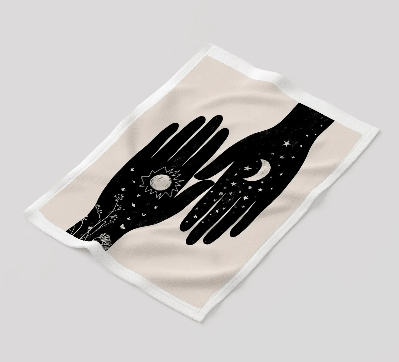 Cats & Dotz - Hamsa Pair Black fleece blanket by The Artcircle