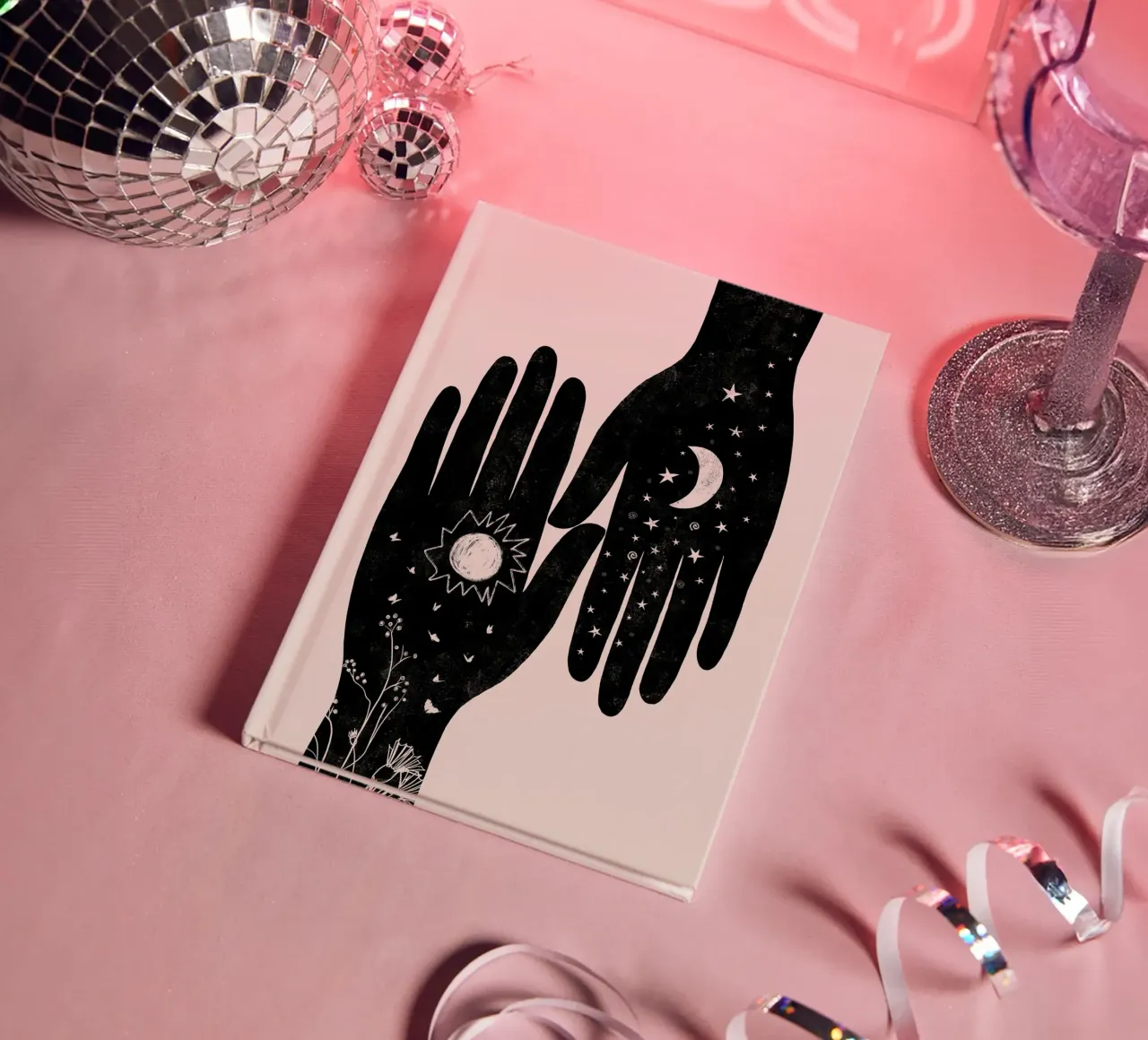Cats & Dotz - Hamsa Pair Black notebook by The Artcircle