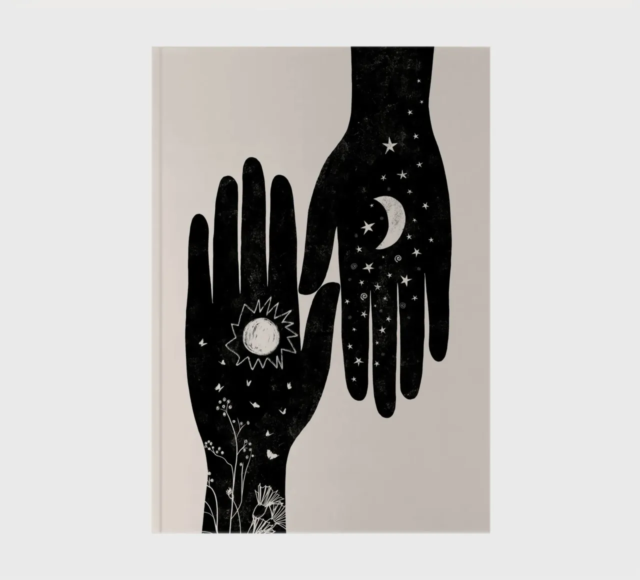Cats & Dotz - Hamsa Pair Black notebook by The Artcircle