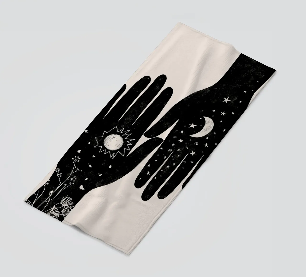 Cats & Dotz - Hamsa Pair Black beach towel by The Artcircle