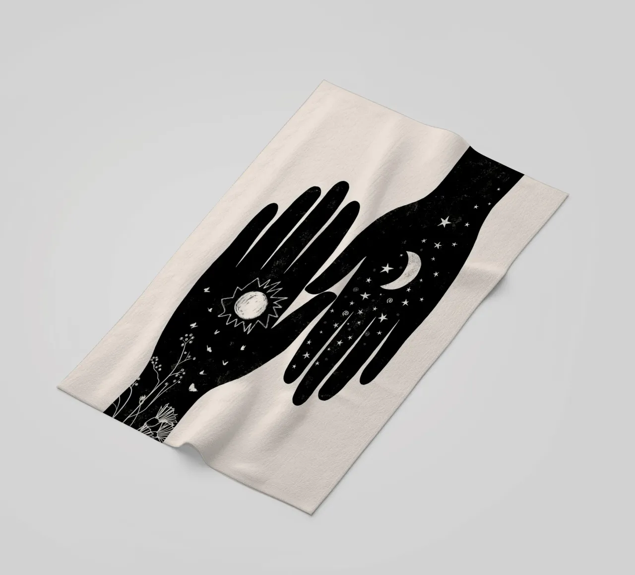 Cats & Dotz - Hamsa Pair Black beach towel by The Artcircle