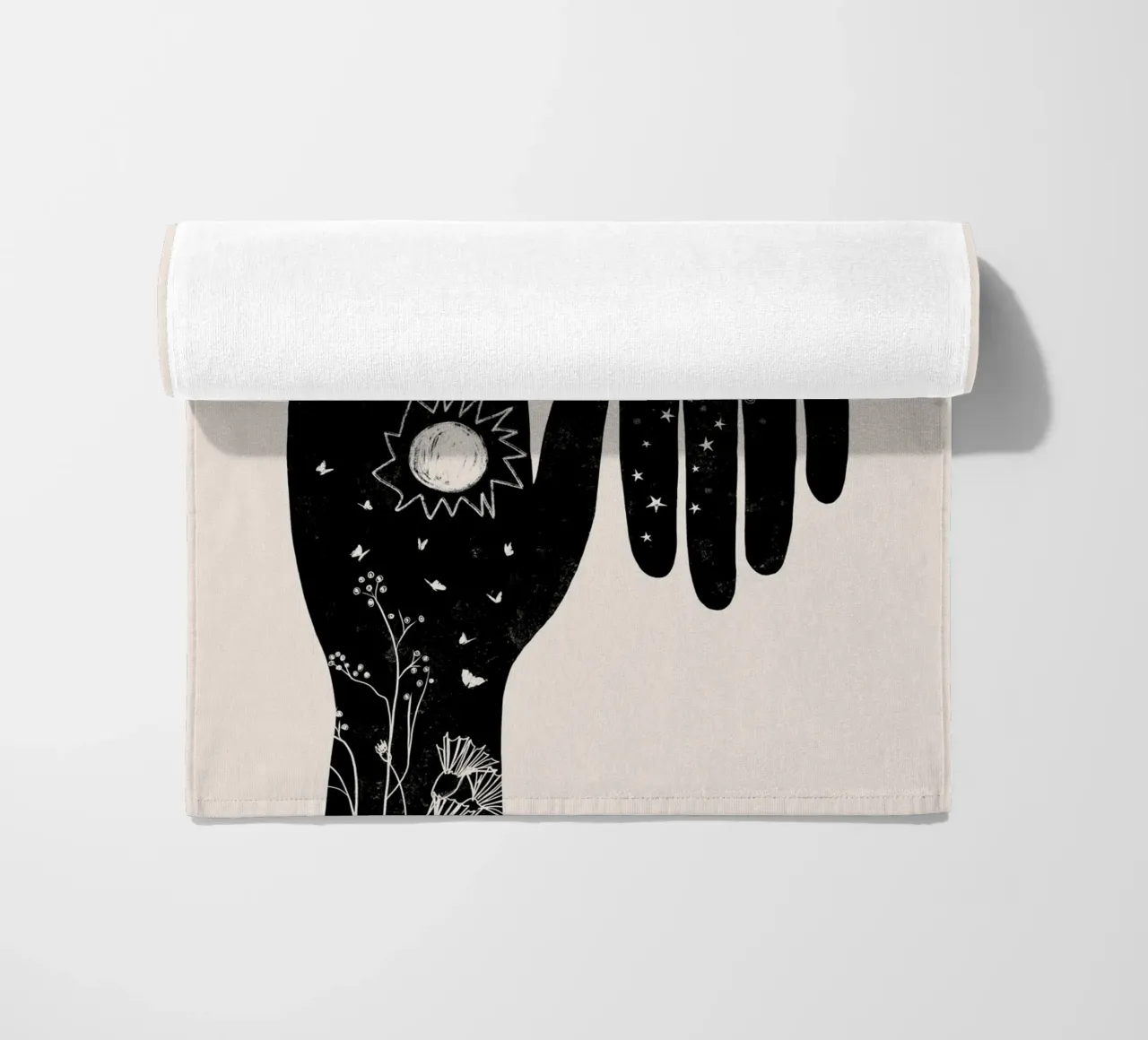 Cats & Dotz - Hamsa Pair Black beach towel by The Artcircle