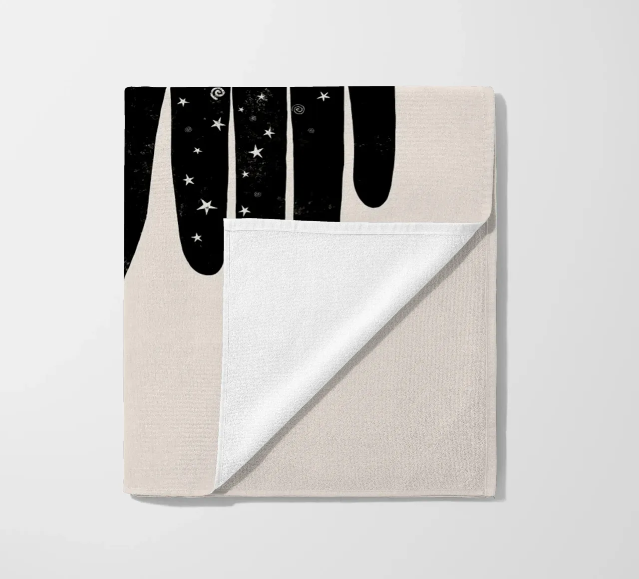 Cats & Dotz - Hamsa Pair Black beach towel by The Artcircle