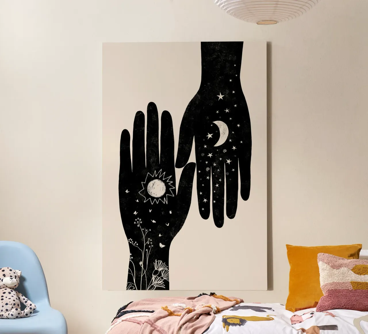 Cats & Dotz - Hamsa Paar Zwart canvas van The Artcircle