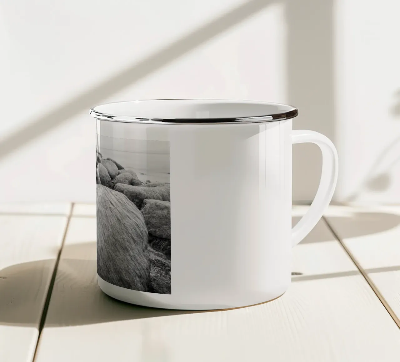Breakwater enamel mug by Barbara Buderath Fotodesign