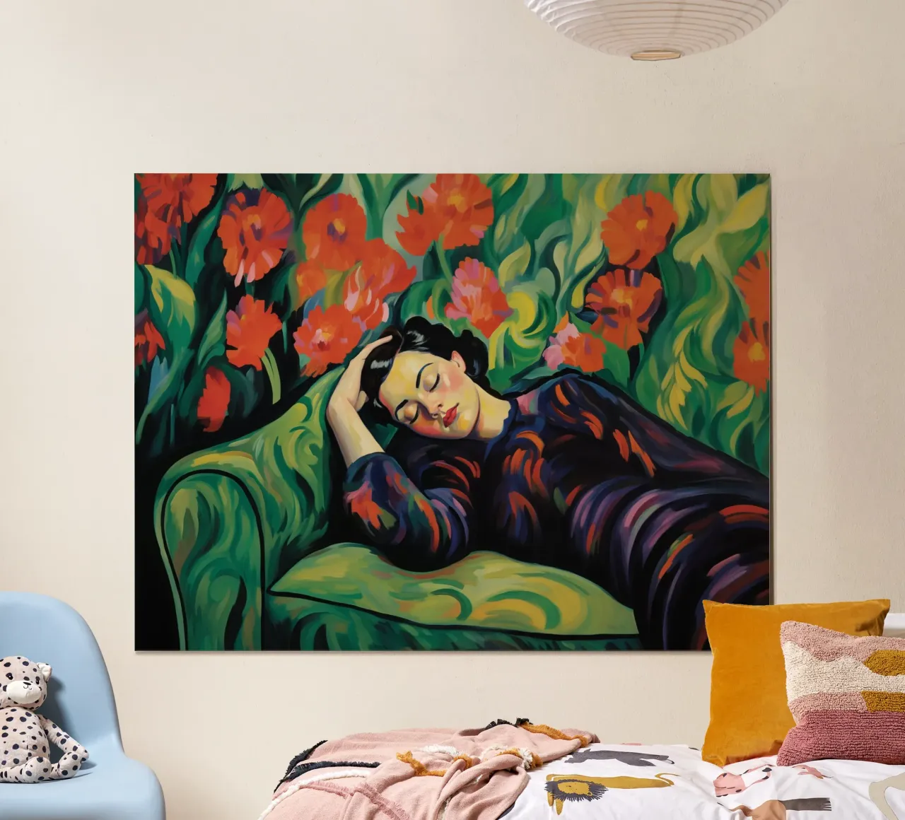 Mujer joven en el jardín de invierno | Fauvist Reverie poster de Autofocus