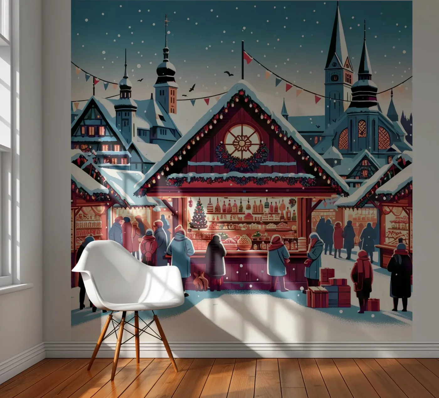 Kerstmarkt fotobehang van Digital Naive